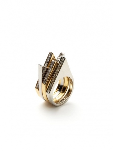 Set Of 4 Geometric Shape Stackable Rings by Noir Jewelry brought to you by Gilt #jewelry #ring
