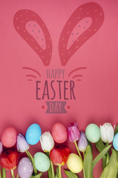 Happy easter day Free Psd. See more inspiration related to Flower, Mockup, Floral, Template, Typography, Spring, Celebration, Happy, Font, Holiday, Mock up, Easter, Plant, Religion, Rabbit, Egg, Calligraphy, Lettering, Traditional, Bunny, Blossom, Tulip, View, Up, Day, Top, Top view, Cultural, Tradition, Ears, Mock, Seasonal, Bunny ears and Paschal on Freepik.