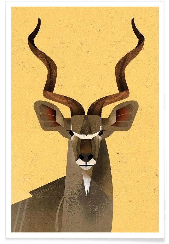Kudu Illustration by Dieter Braun #illustration #animal #geometric #minimal #icon #iconic #kudu #deer #stag
