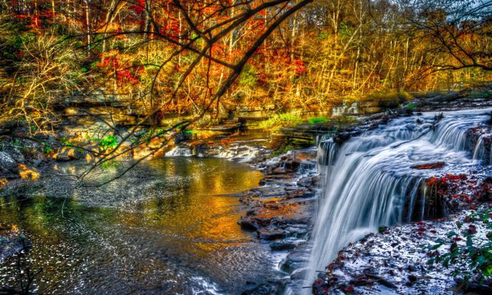 Forest Waterfall Blue Water Pc Full Hd Wallpaper – WallpapersBae