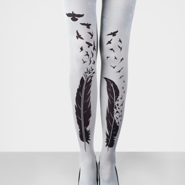 Rajstopy Feathers tytan satyna | Nie zwlekaj i sprawdź! | SHOWROOM SHWRM.pl #tights #feather #legs #bird #fashion