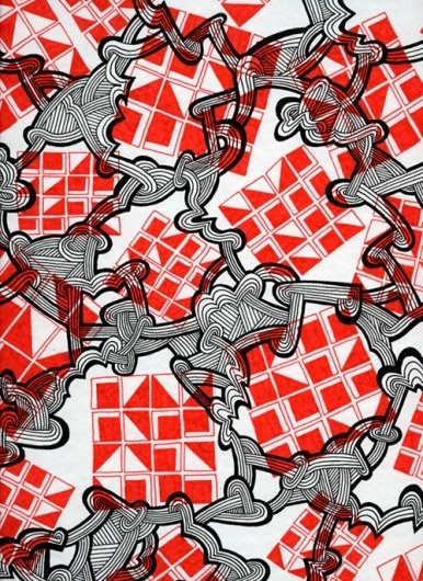 / function forty » / Alex Roka #red #illstration #pattern #cubes