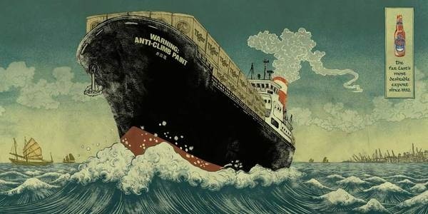 TIGER BEER ad campaign Yuko Shimizu #beer #illustration #ship #cargo #tiger #waves