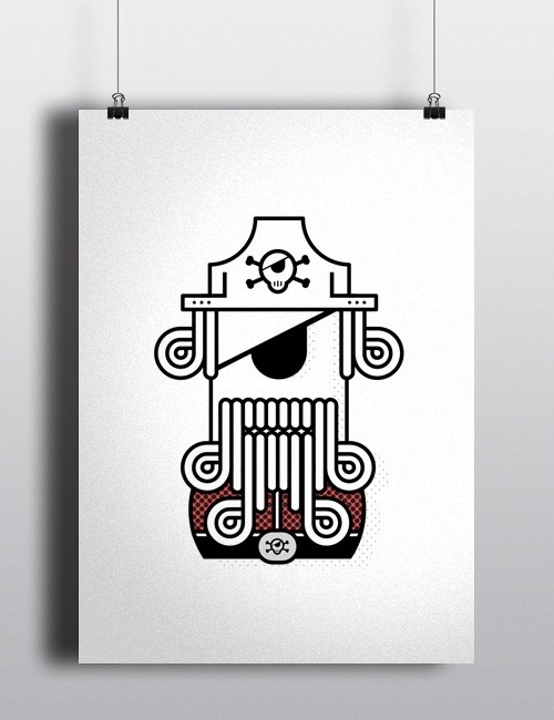 Pirate #characters #stroke #illustration #creatures #pirate #minimal #aliens #character #outline #robots