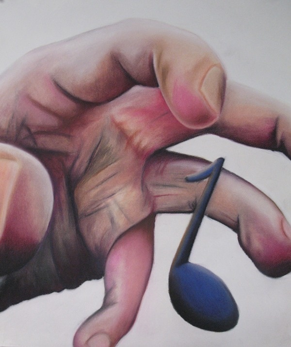 Headless Self Portrait, Alex Felter #portrait #art #music #hand #pastel