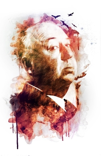 ALFRED HITCHCOCK Art Print by Elizabeth Cakovan | Society6 #alfred #illustration #hitchcock