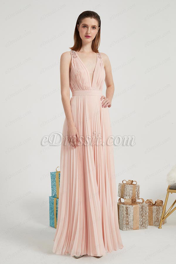 eDressit New Orange-Pink V-Cut Party Ball Evening Dress (02200701)