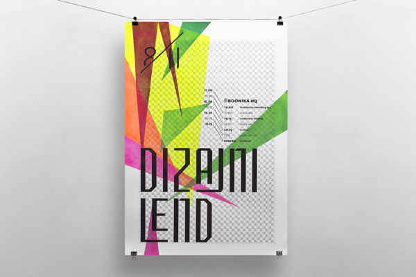 Designeyland / Dizajnilend on Behance #frame #croatia #fluorescent #portfolio #design #color #workshop #review #paint #triangle #behance #handmade #poster #acryl #type