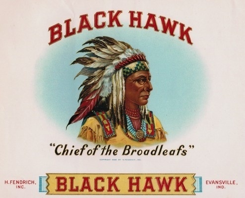 indian-blackhawk.jpg (494×400) #cigar #label #feathers #indian #chief