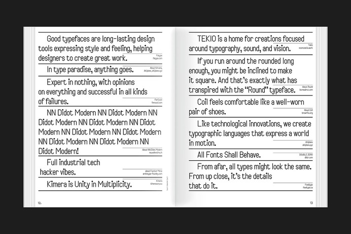 Support Independent Type II is the highly anticipated follow-up to the acclaimed 2020 book Support Independent Type. The second edition continues to celebrate the vibrant culture of independent type specimens and their influence on design and typography. It serves as both a manifesto and a visual showcase, featuring over 300 cutting edge type foundries—all offering a promising alternative to corporate font distributors. With this large number of type foundries, the book showcases a diverse range of fonts—from experimental designs to bold, groundbreaking fonts that push the boundaries of the traditional.

The book goes further into the world of type specimens—revealing new trends, showcasing innovative designs, and presenting the book itself as a visual art object. Through this carefully curated collection, the authors emphasize how independent type design reflects cultural shifts and sparks creative innovation.

– A curated collection of type specimens, spanning digital formats, printed works, and tactile type objects
– Insight into new trends and groundbreaking innovations in typography
– A bold exploration of how independent type foundries challenge corporate font distributors and reflect broader cultural shifts

Support Independent Type II is a deep dive into the passion and craft of independent type design and an essential resource for graphic designers, creative directors, or anyone obsessed with type!

Support Independent Type II

Editors & Design: Lars Harmsen, Marian Misiak, Pola Małaczewska
Publisher: Slanted Publishers
Release: March 2025
Format: 21 × 27 cm 
Volume: 288 pages 
Language: English 
Paper: uncoated and transparent high quality papers by Reflex paper
Printing: Offset printing with spot colors by Stober Medien
Workmanship: Softcover with open thread-stitching, dust jacket
Bookbinding: Buchbinderei Spinner
ISBN: 978-3-948440-82-4
Price: €42.– 

Buy Here: slanted.de/product/support-independent-type-ll