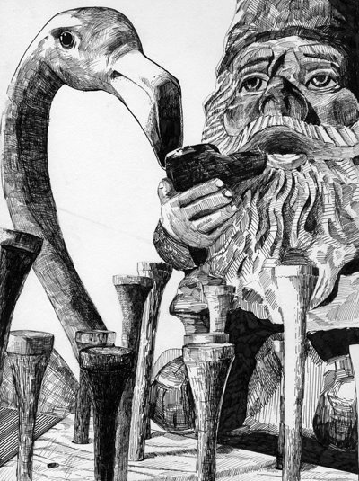 flamingnome #illustration #ink #drawing #realism
