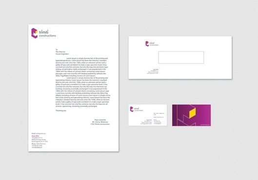 Brand Identity | trimiti construction on the Behance Network #graphic design #design #business card #stationary #india #letter head