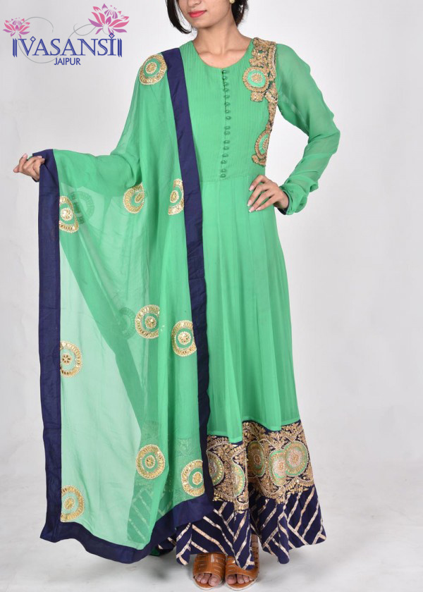 Vasansi Pistachio Green Georgette Anarkali Suit