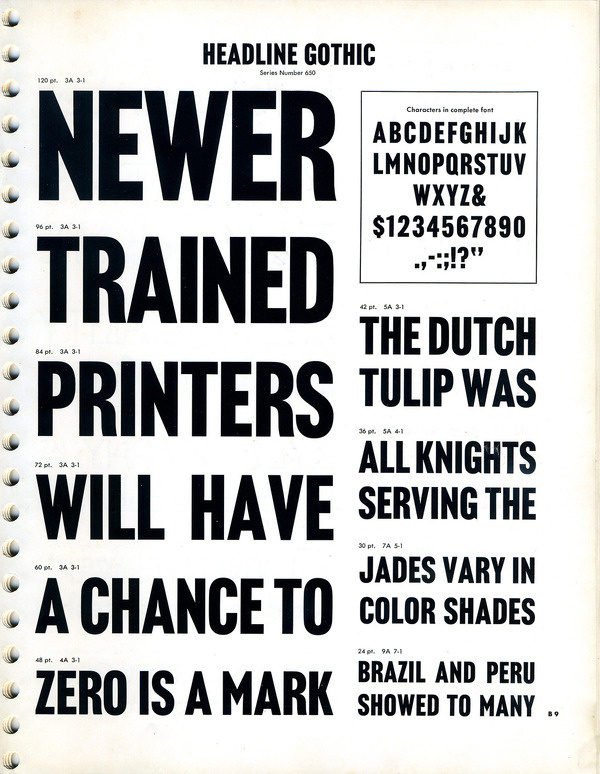 Headline Gothic Type Specimen #type #specimen