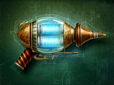 Steampunk #gun #steampunk #ray #vintage #blueprint