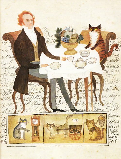 A Visit to William Blake's Inn: Vintage Illustrated Verses for Innocent and Experienced Travelers | Brain Pickings #illustration #cat #tea
