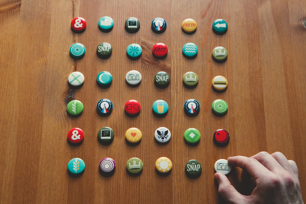 A years worth of buttons #branding #design #geometric #pins #buttons