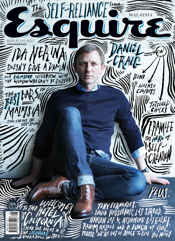 Esquire Cover with beautiful typography #lettering #esquire #daniel #hand #craig #typography