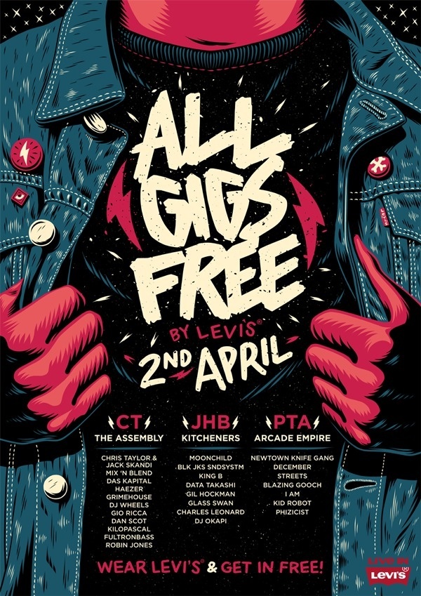 Poster inspiration example #494: All Gigs Free: By Levi's Poster #illustration #gig #poster