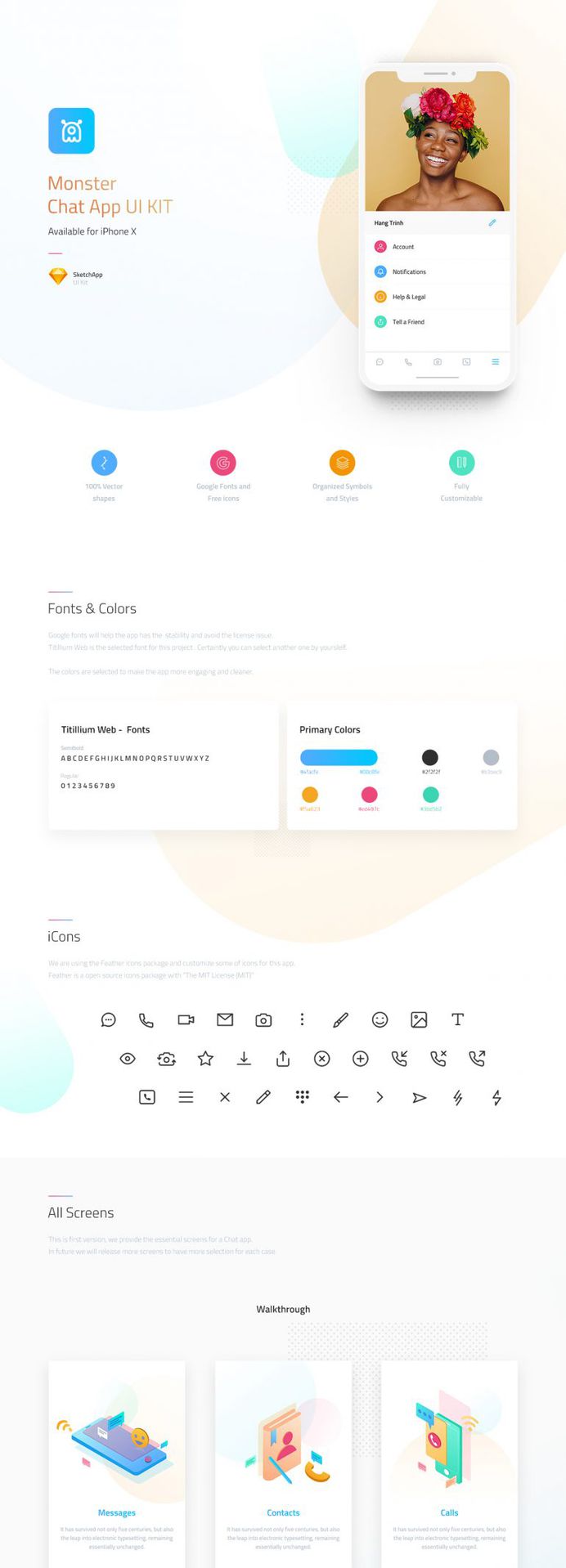 Monster – Chat App UI KIT for Sketch