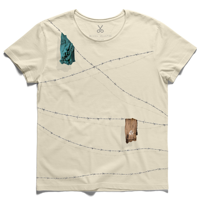 #romning #beige #tee #tshirt #wire #rag #anarchy #symbol #escape