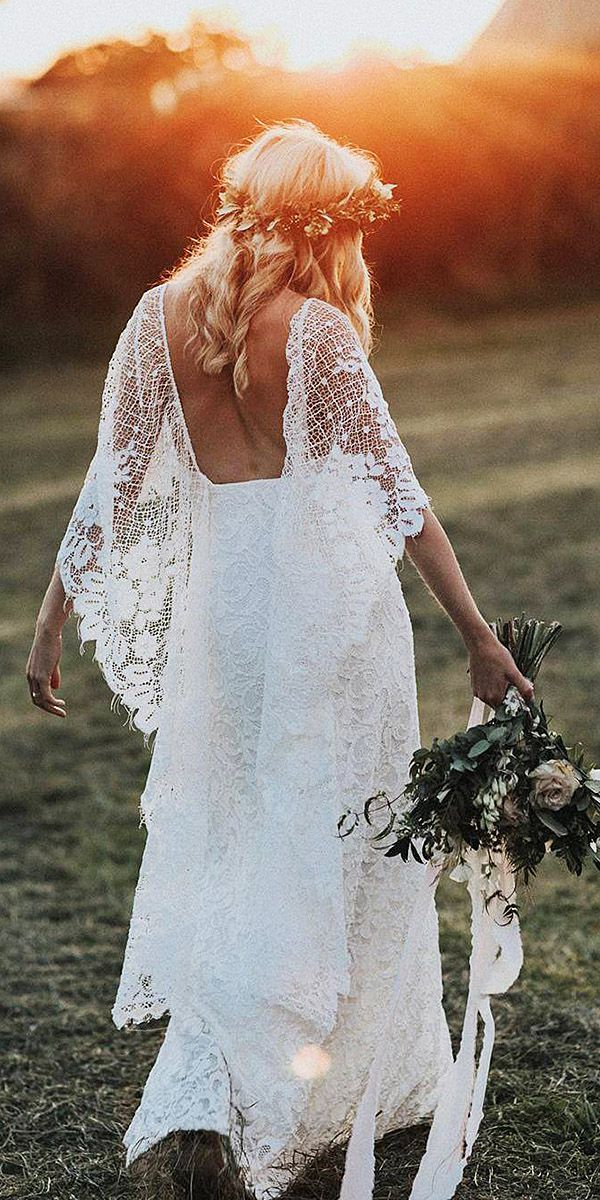 rustic lace wedding dresses sheath with blowing sleeves lace embellishment grace loves lace