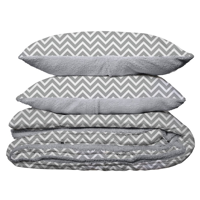 Sherpa Bedding Set Grey 220cm x 240cm
