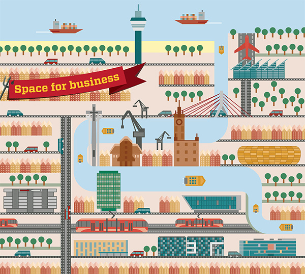 Gdansk city illustrations poland