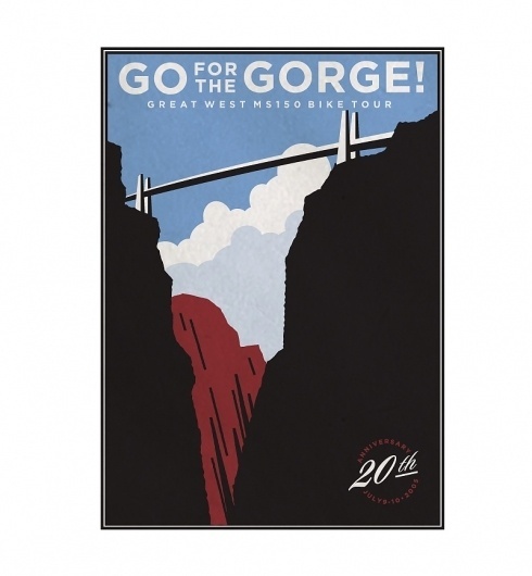 MS 100 Bike Race Graphics & Posters by VOLTAGE : Advertising & Design #gorge #bike #poster #bridge #race