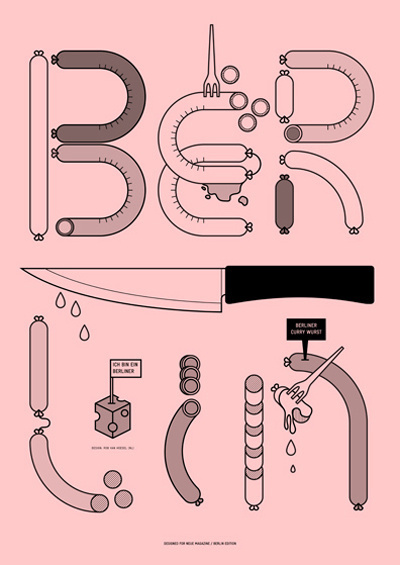 Neue Magazine : Rob van Hoesel #pink #graphic #sausage #cover #knife #berlin #magazine
