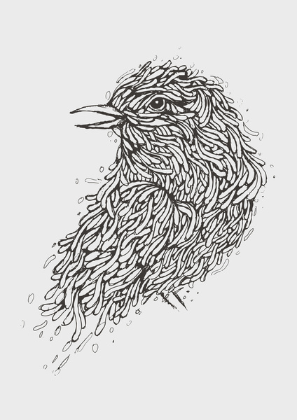 Seni Ilustrasi Burung Abu-abu Cetak #line #arts #birds #illustration #organic
