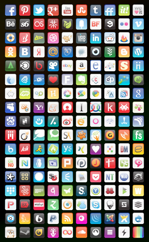 Glossy Round Corners Icons #graphic #icons #art