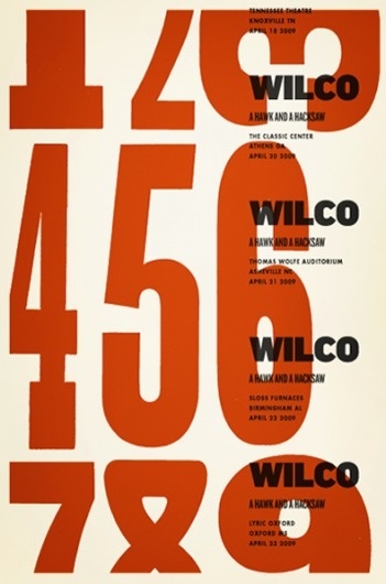 It's Nice That : Beautifully put together posters for gigs and the like designed by Alvin Diec #alvin #diec #poster #numbers #wilco #tour #typography