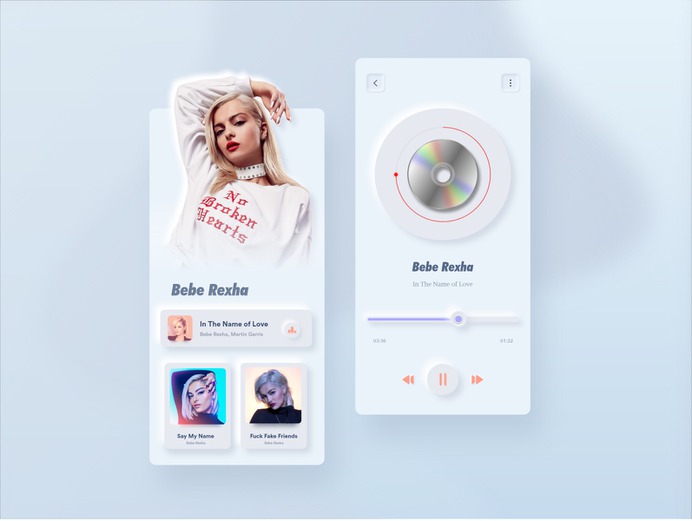 Skeuomorphism / Neumorphism UI -SKEUOMORPH MUSIC APP $ BY MARTINGARRIX404040