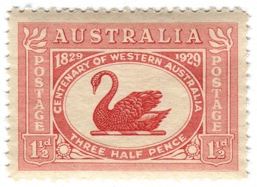 All sizes | Australia postage stamp: Centenary of Western Australia | Flickr - Photo Sharing! #stamp #swan #vintage #type #australia #typography