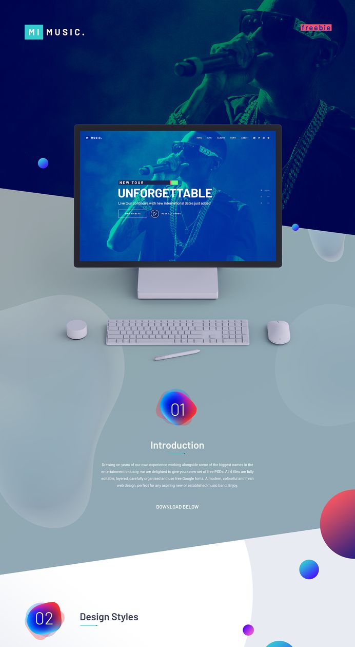 MI MUSIC - Free Website PSD Template on Behance