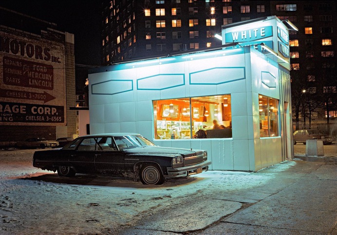 Buick Electra at White Tower, Meatpacking District, New York City, 1976. Photo by Langdon Clay.