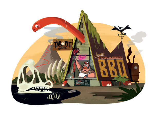 Jasper's Jurassic BBQ #christpher #lee #dino #illustration #bbq