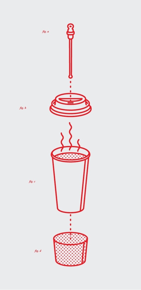 mkn design Michael Nÿkamp #fig #line #stopper #heat #sleeve #lid #hot #illustration #exploded #coffee #tone #drawing #cup #sketch