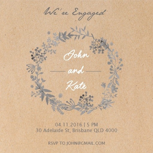 Blue Green Leaves Wreath - Engagement Invitations #paperlust #engagementinvitation #engagementcard #engagementinspiration #design #paper #w