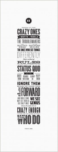Here's to the Crazy Ones - Letterpress Poster - Steve Jobs #steve #quote #jobs #poster #type #typography