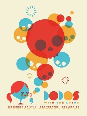 Dodos Signed Limited Edition Screen Print Poster Fox Theatre | Dan Stiles #illustration #skulls #minimal #poster