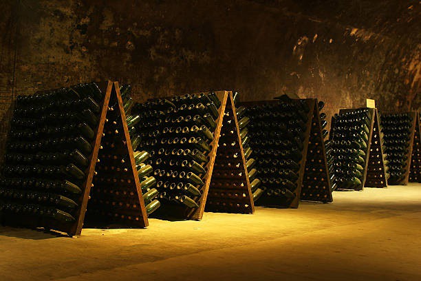 wine storage - empty cellar corridor stock pictures, royalty-free photos & images