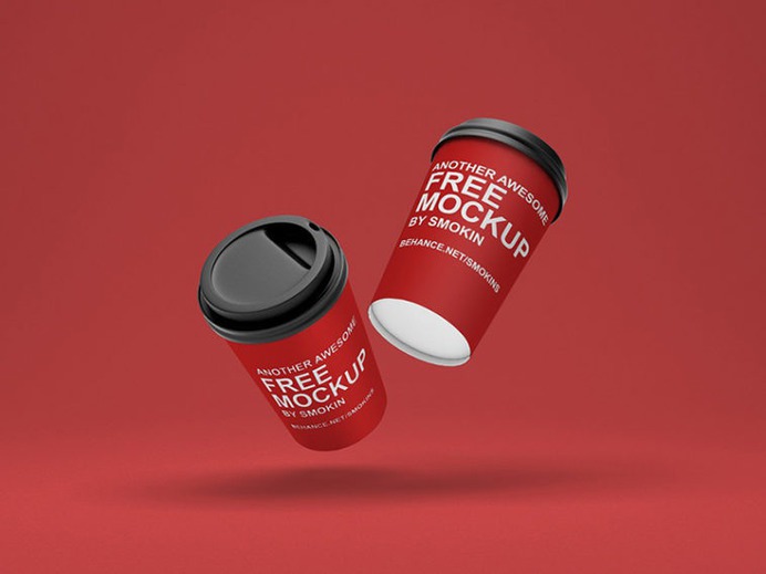 Free Gravity Paper Cup Mockup, Smashmockup