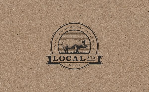 Local 215 by R&Co. Design #mark #emblem #pig #logo #illustration #symbol #distressed #type #drawing #sketch #typography