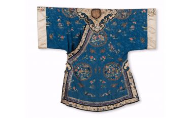 Jacket of woman in blue silk and beige China - End of the Nineteenth century