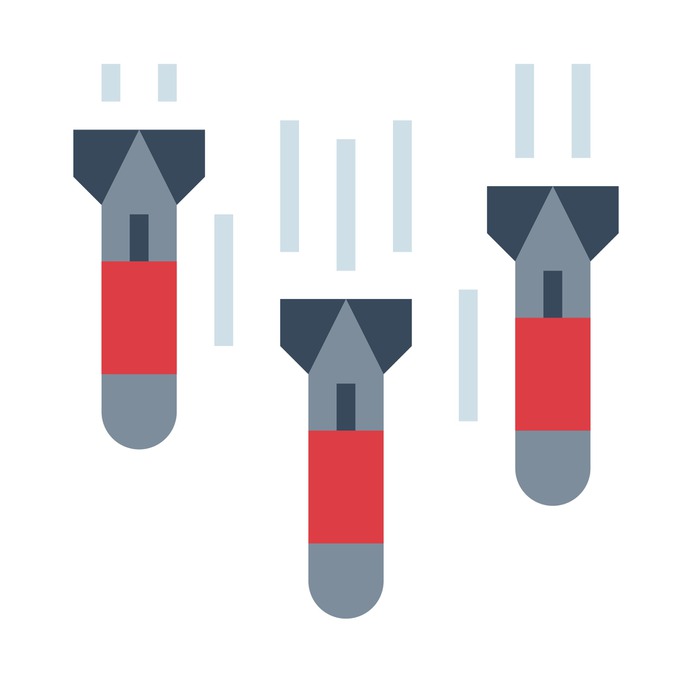 See more icon inspiration related to bomb, attack, miscellaneous, torpedo, explosive, military, explosion, weapons, weapon and missile on Flaticon.