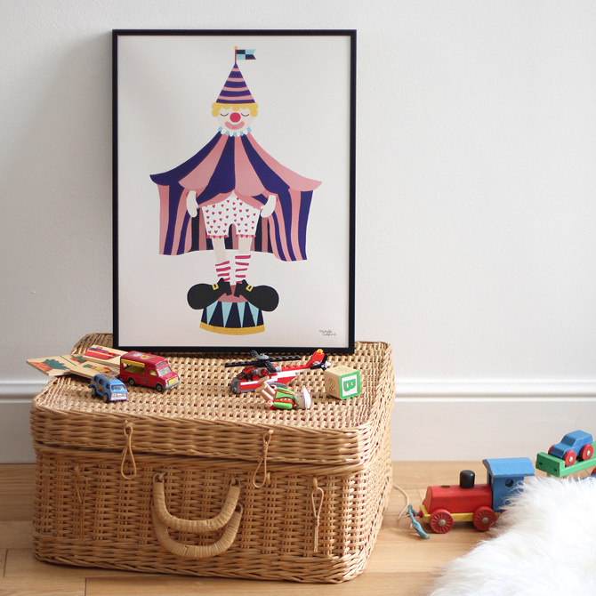 #nordic #design #graphic #illustration #danish#simple #nordicliving #living #interior #kids #room #poster #clown #circus #fun #purple
