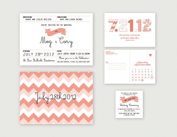 A Sweet Spirit #invitation #flag #peach #chevron #wedding