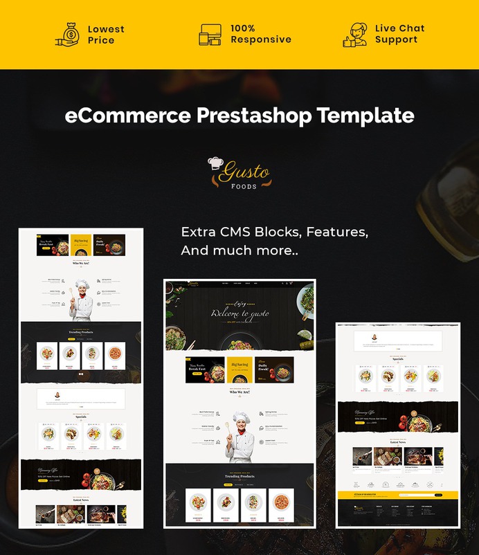 #Gusto #Restaurant #Food - #Prestashop #Responsive #Theme | #TemplateTrip #eCommerce #Website #Design #Template